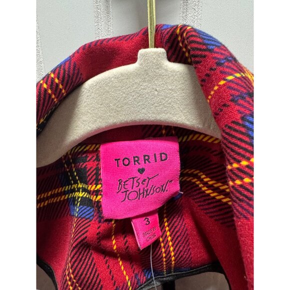 Torrid X Betsey Johnson Red Plaid Pointe Blazer Women Size 3 3X 22-24 - Picture 3 of 5